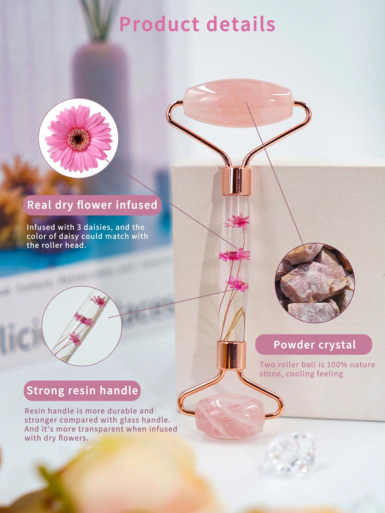 Gua Sha Facial Tool & Jade Roller Set for Skin Care, Reduce Puffiness and Improve Wrinkles, Guasha Tool for Face and Body Treatment, Gua Sha Stone Self Care Gift for Woman Man Facial Care Tools(Pink Crystal)