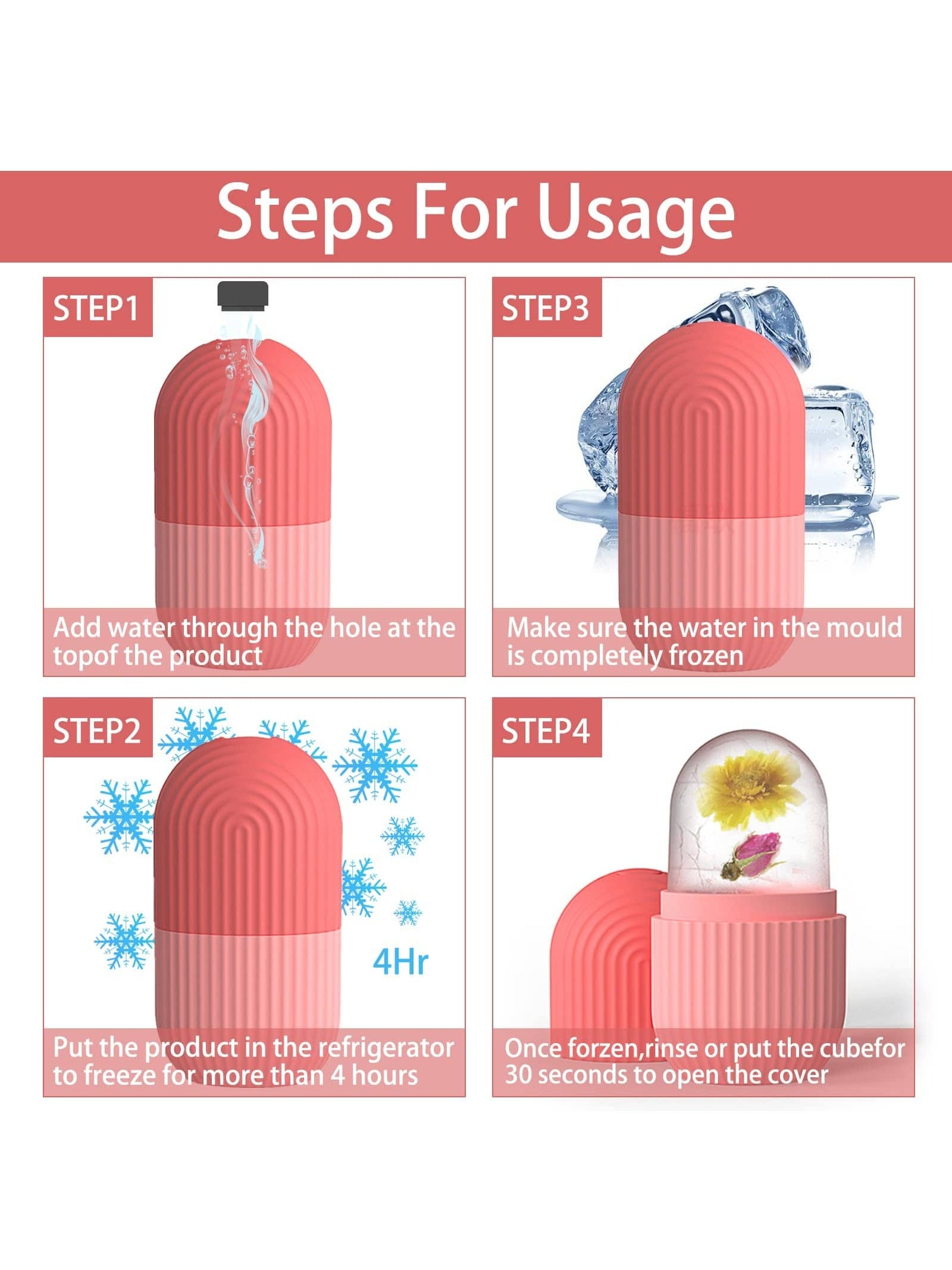 1Pc Striped Facial Ice Roller