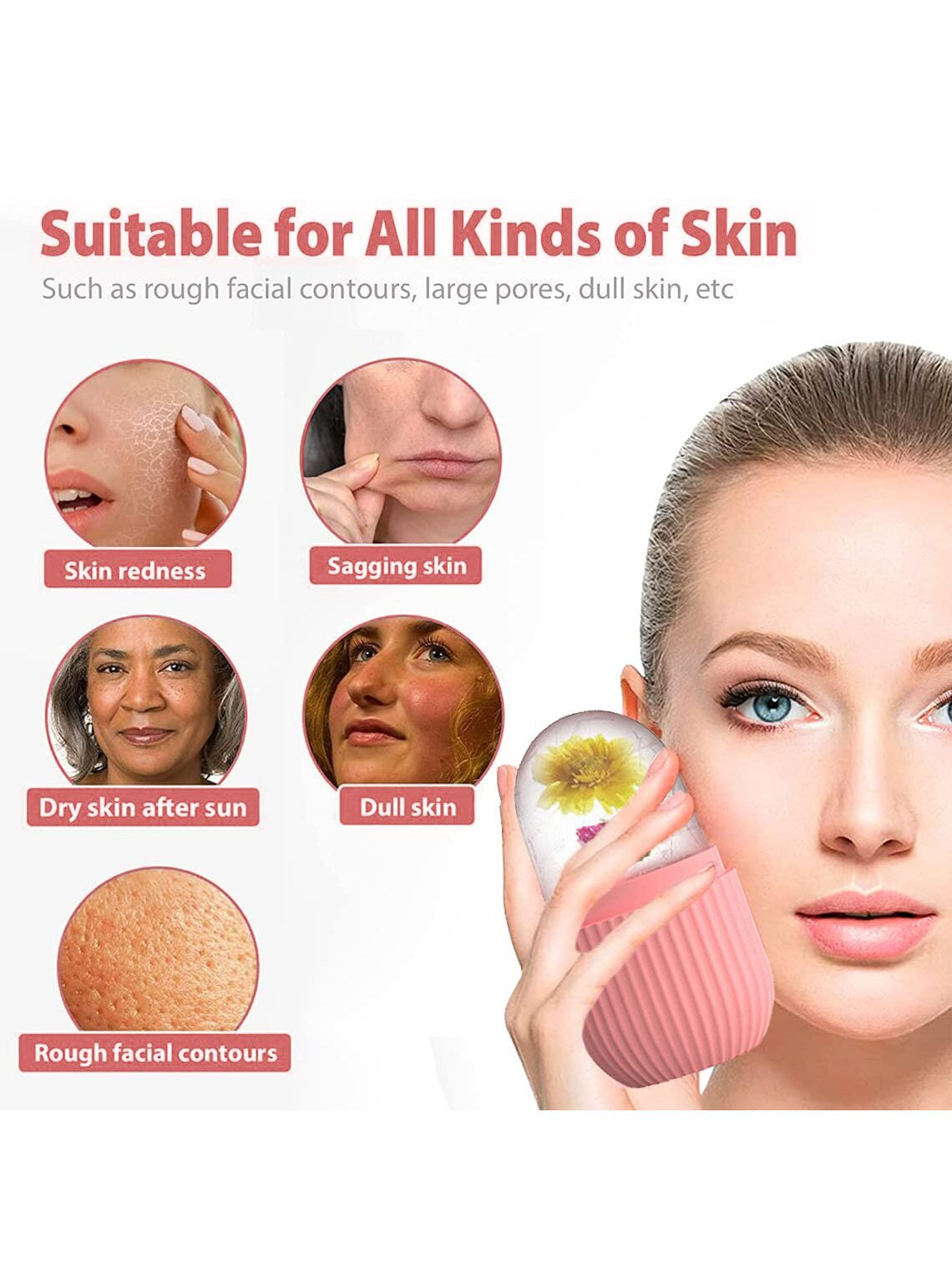 1Pc Striped Facial Ice Roller