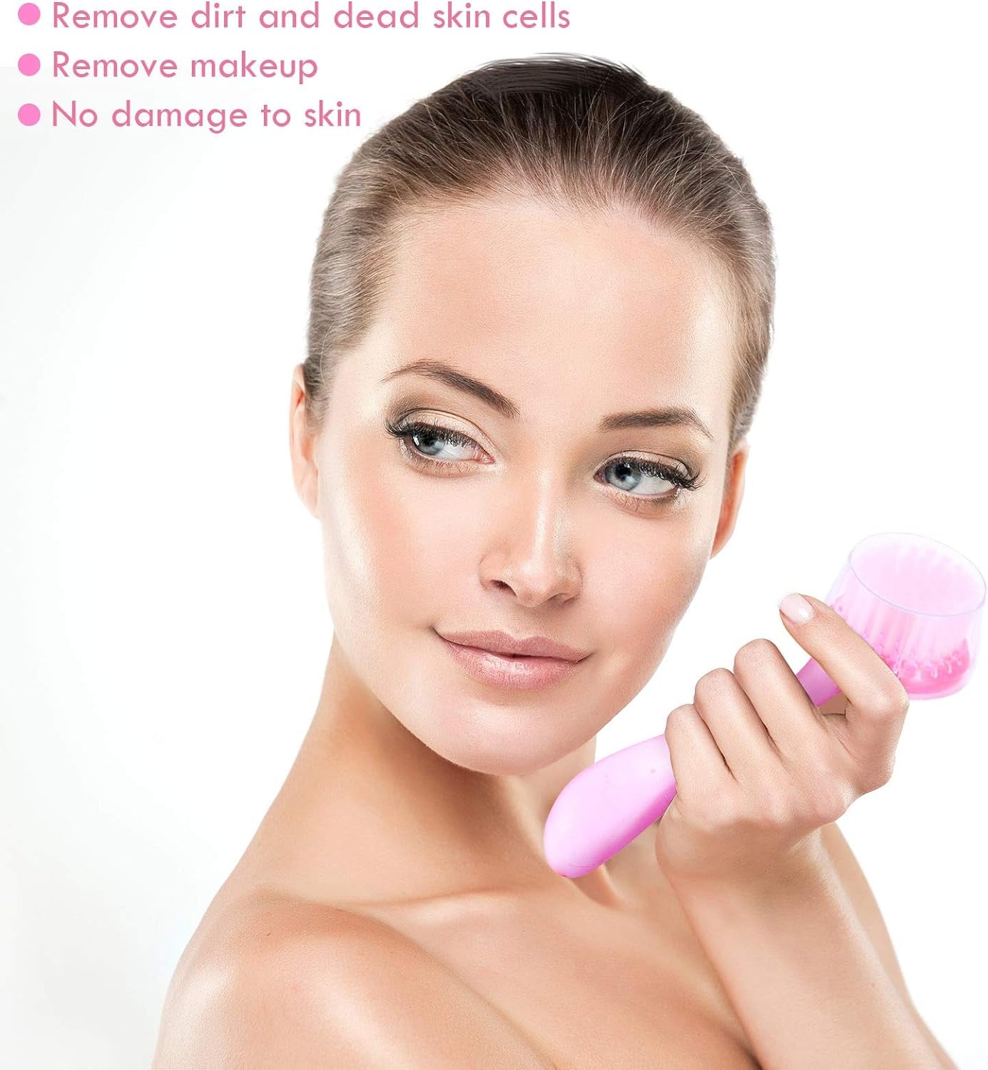 3 Pieces Facial Cleansing Brush Acrylic Handle Face Scrubbers Soft Bristle Exfoliator Cleaner Brush Scrub Exfoliating Facial Brush for Face Care Makeup Skincare Removal (Pink, Purple, Blue)