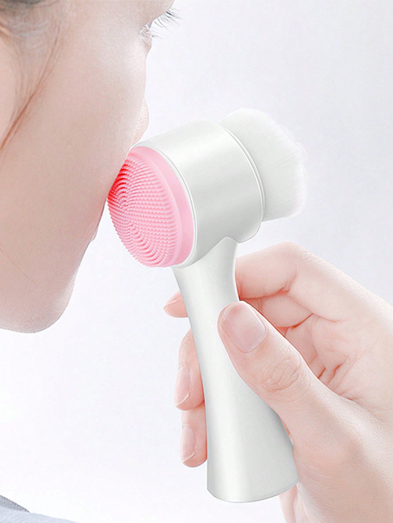 2 in 1 Face Cleansing Brush, 1Pc Facial Cleansing Exfoliating Brush with Ultra Fine Soft Pore Deep Cleansing Silicone Double Side Face Wash Scrub Brush for Massaging, Skincare Makeup Removal