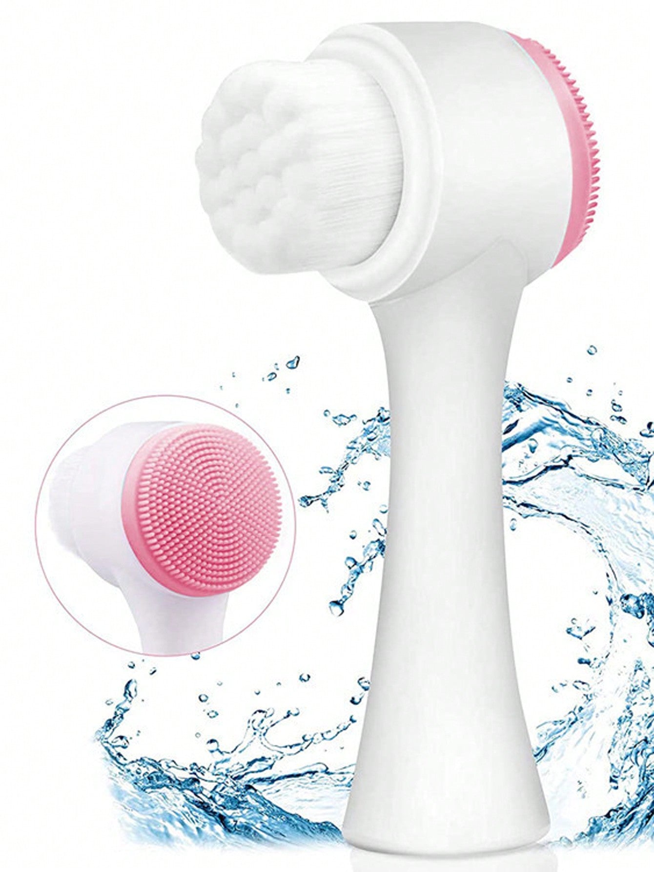 2 in 1 Face Cleansing Brush, 1Pc Facial Cleansing Exfoliating Brush with Ultra Fine Soft Pore Deep Cleansing Silicone Double Side Face Wash Scrub Brush for Massaging, Skincare Makeup Removal